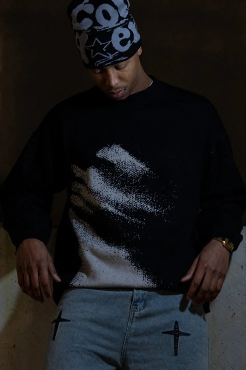 Maglione a maglia grafica "distorta"